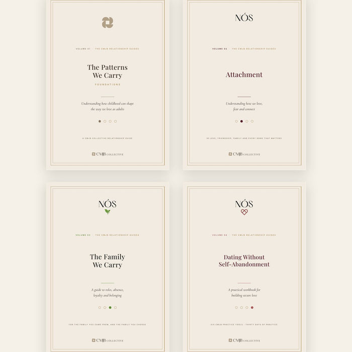 The four covers of the CMJB Relationship Guides, Volumes 01 to 04